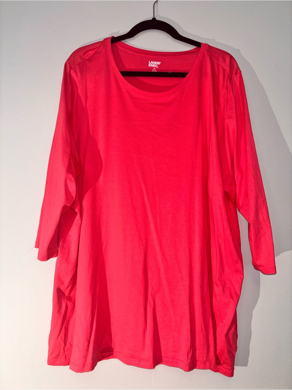 Lands' End Women's Hot Pink Scoop Neck Long Sleeve Top